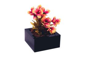 Vaso Centro De Mesa Vidro Preto Plantas Flores Decoração