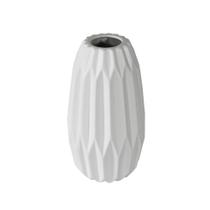 Vaso Ceramica 30x13cm Nobre Branco Relevo Vertical Luxo Vaso Ceramica 30x13cm Nobre Branco Relevo Vertical Luxo