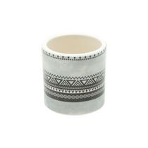 Vaso cerâmica aztec triangles cinza/preto peq 7x7cm Vaso cerâmica aztec triangles cinza/preto peq 7x7cm