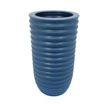 Vaso Ceramica Azul Maior Relevos Horizontais Fino Design Vaso Ceramica Azul Maior Relevos Horizontais Fino Design