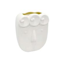 Vaso Ceramica Branca Face Contemporaneo Luxo