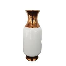 Vaso cerâmica branco/bronze - Carmella Presentes