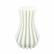 Vaso Cerâmica Branco Design Moderno Realces Verticais