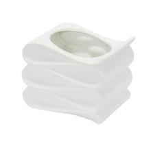 Vaso Ceramica Branco Design Ondulado Contemp. Luxo