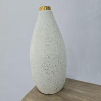 Vaso cerâmica branco respringos dourados Vaso cerâmica branco respringos dourados