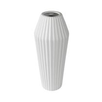 Vaso Ceramica Branco Todo Ondulado Vertical Fino Design Luxo Vaso Ceramica Branco Todo Ondulado Vertical Fino Design Luxo