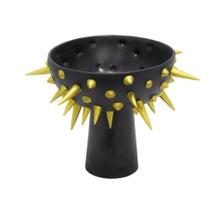 Vaso Ceramica Cinza Acab. Espinhos Dourado Luxo