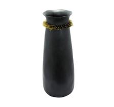 Vaso Ceramica Cinza Sofisticado Detalhes Dourado Luxo Vaso Ceramica Cinza Sofisticado Detalhes Dourado Luxo