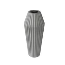 Vaso Ceramica Cinza Todo Ondulado Vertical Fino Design Luxo Vaso Ceramica Cinza Todo Ondulado Vertical Fino Design Luxo