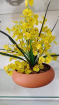 Vaso cerâmica com orquídeas - Toque Real