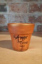 Vaso cerâmica decorativo para plantas com mensagem afetiva Amor Cresce Aqui para lembrancinha