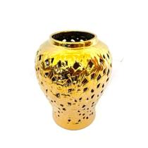 Vaso Ceramica Dourada Bojudo Vazados Decorativos Lindos