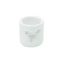 Vaso cerâmica embossed bird branco peq 8x8x7,5cm