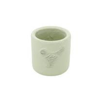 Vaso cerâmica embossed bird verde peq 8x8x7,5cm