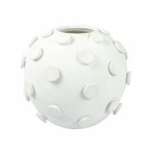 Vaso Cerâmica Esfera Branco Maior Relevos Circulares Vaso Cerâmica Esfera Branco Maior Relevos Circulares