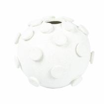 Vaso Cerâmica Esfera Branco Relevos Circulares Vaso Cerâmica Esfera Branco Relevos Circulares