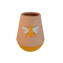 Vaso Cerâmica Favo Cone Honey Bee Laranja 9,5x8x8cm Vaso Cerâmica Favo Cone Honey Bee Laranja 9,5x8x8cm