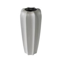 Vaso Ceramica Maior Cinza Moderno 28x15cm Ondulado Luxo