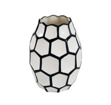 Vaso Ceramica Maior Moderno Branco Preto Rele Sextavado Luxo