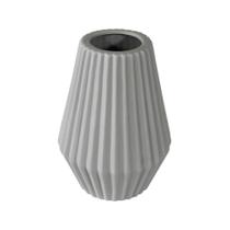 Vaso Ceramica Maior Nobre Cinza Relevo Vertical Luxo