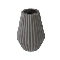 Vaso Ceramica Maior Nobre Cinza Relevo Vertical Luxo