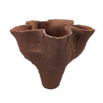 Vaso Ceramica Marrom Contemporaneo Relevos Fino Design