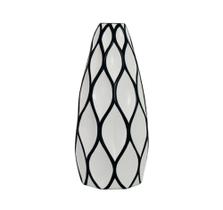 Vaso Cerâmica Menor Branco com Detalhes Preto Losango Luxo Vaso Cerâmica Menor Branco com Detalhes Preto Losango Luxo