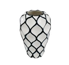 Vaso Cerâmica Menor Branco Detalhes Preto Moderno Luxo Vaso Cerâmica Menor Branco Detalhes Preto Moderno Luxo