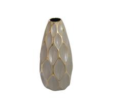 Vaso Cerâmica Menor Marrom Claro com Detalhes Dourado Luxo