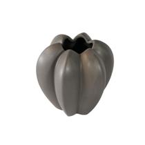 Vaso Ceramica Menor Nobre Cinza Escuro Gomos Design Luxo