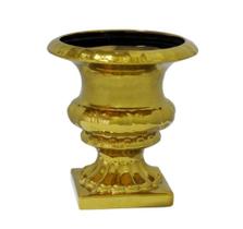 Vaso Cerâmica Nobre Todo Dourado Design Classico Luxo