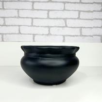 Vaso cerâmica preto com bordas volteadas 9ax14l/cm