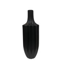 Vaso Cerâmica Preto Detalhes Relevos Ondulados 42cm - 24157 - 1 Vaso Cerâmica Preto Detalhes Relevos Ondulados 42cm - 24157 - 1