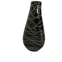 Vaso Cerâmica Preto Listas Brancas
