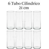 Vaso cilindrico Tubo vidro 21 cm decoração castical kit 6