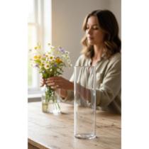 Vaso Cilindro 10x30cm: Terrário Elegante Vidro Reciclado