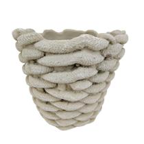 Vaso Cinza Corda De Cimento 14x16cm Cachepot Decoração