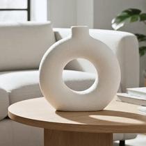 Vaso Circular Decorativo Redondo Branco Cerâmica Moderno Vaso Circular Decorativo Redondo Branco Cerâmica Moderno