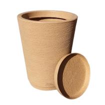 Vaso coluna decorativa grafiato de luxo para plantas e flores com prato - 50x31