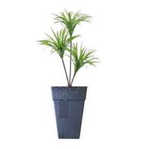 Vaso Coluna Quadrado Rattan 17, 5L Preto Plantas Jardim - Plasmew