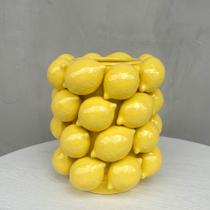 Vaso com Decoração de Limão em Porcelana Esmaltada