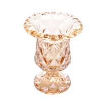 Vaso Com Pe De Vidro Diamond Ambar Metalizado 14,5x11,5cm