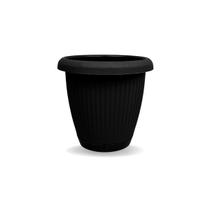 Vaso com Prato Embutido 1,4lts Preto Anti Dengue Usual