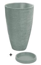 Vaso Com Prato Planta Oval Moderno Polietileno 45x30