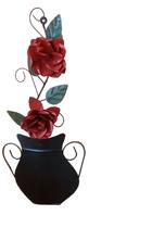 Vaso Com Rosas Vermelhas - METAL