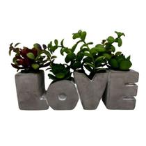Vaso Com Suculenta L'Hermitage Love Em Cimento - 28680