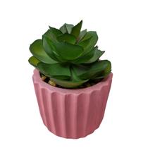 Vaso com Suculentas Artificiais Decorativo Rosa 10 cm