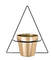 Vaso Com Suporte De Parede Triângulo 32x29 Cm Preto Dourado