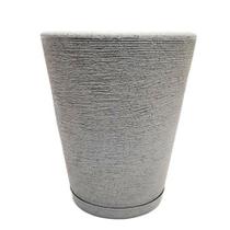 Vaso Cone de Polietileno Cinza com Prato Para Plantas 27x23cm - Alfa Artesanatos