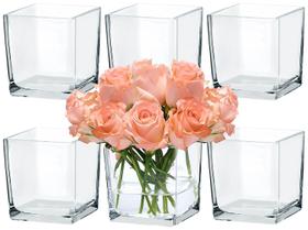 Vaso CONNOO, pacote com 6 unidades, vidro quadrado transparente, cubo de 13 cm Vaso CONNOO, pacote com 6 unidades, vidro quadrado transparente, cubo de 13 cm